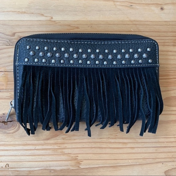 Trinity Ranch Black Wallet with Tassels - Picture 1 of 10